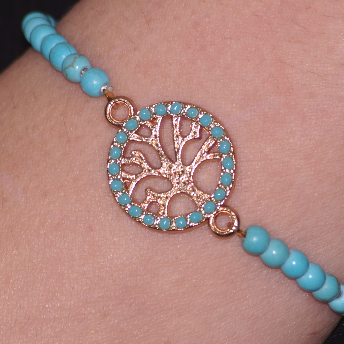 Tree of Life Figured Turquoise Natural Stone Bracelet