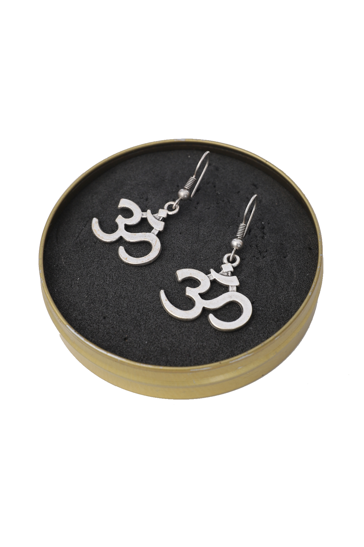 Om Silver Plated Earrings