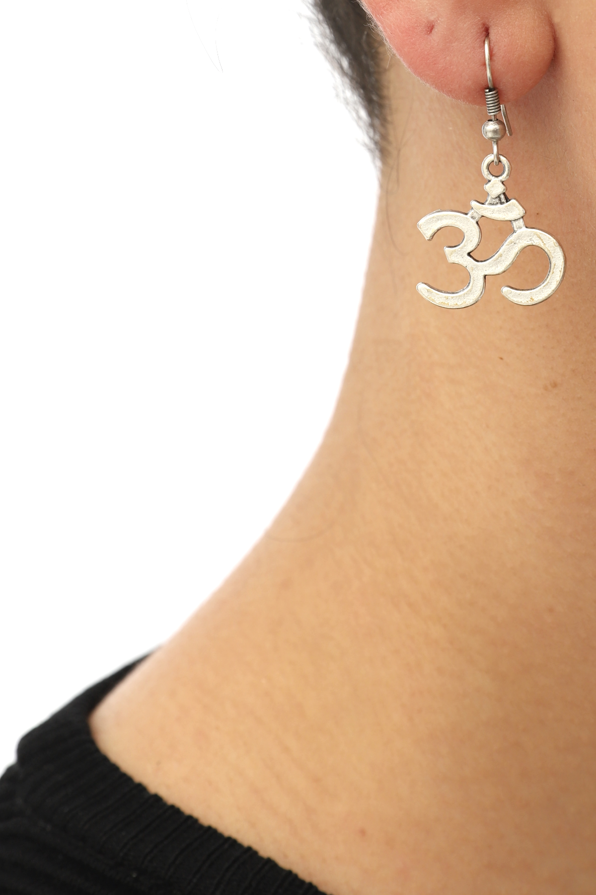 Om Silver Plated Earrings