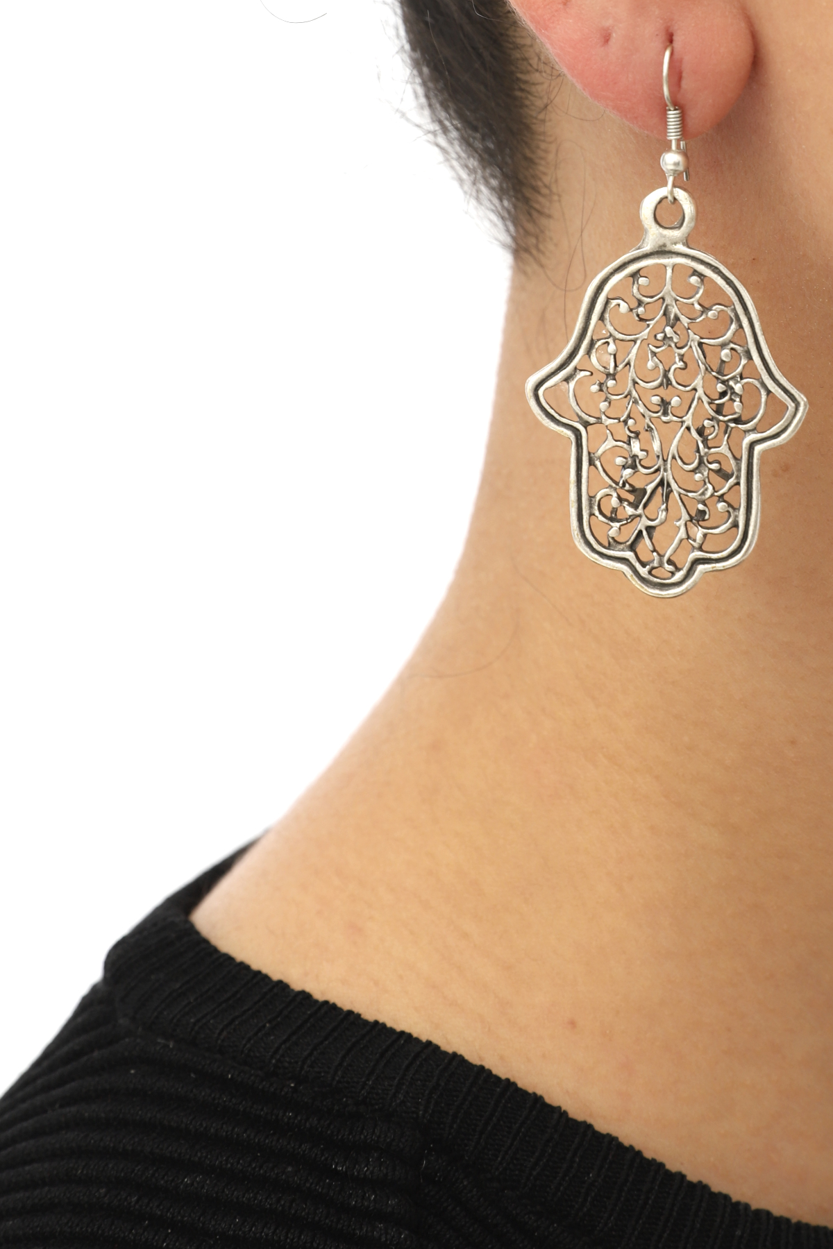 Hamsa (Fatma Ana) Silver Plated Earring