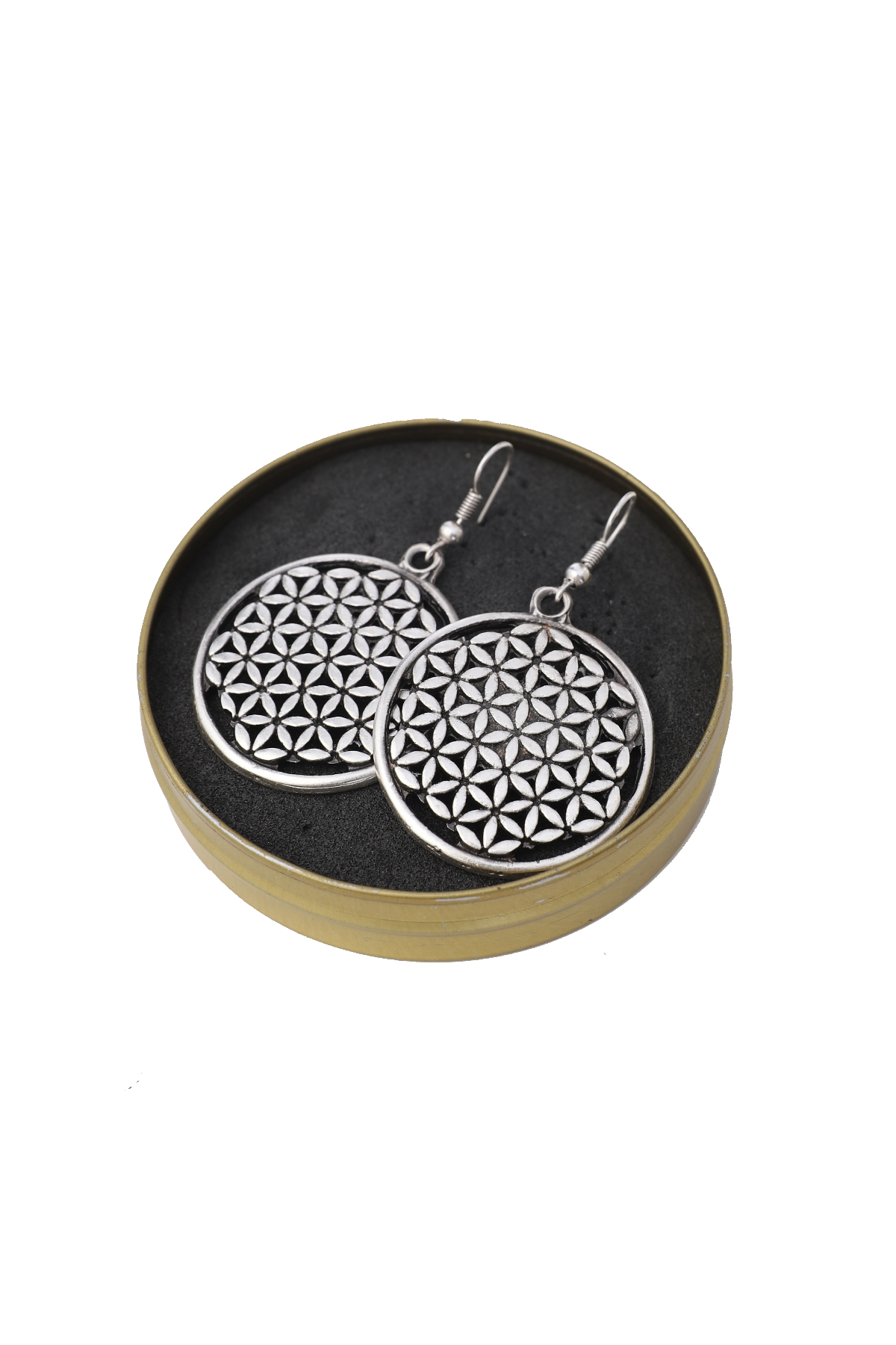 Flower of Life Silver Plated Earrings