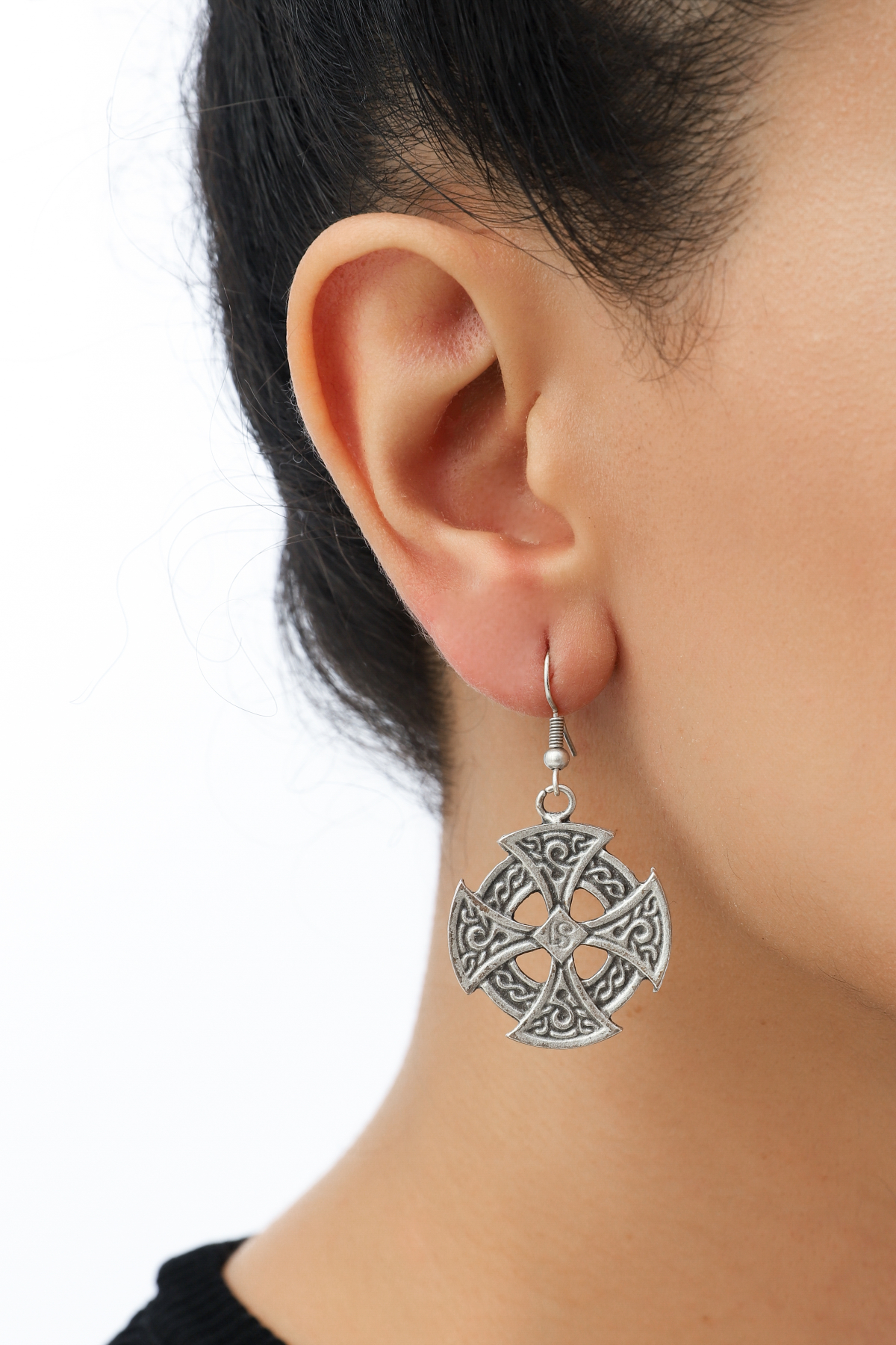 Celtic Protection Shield Silver Plated Earrings