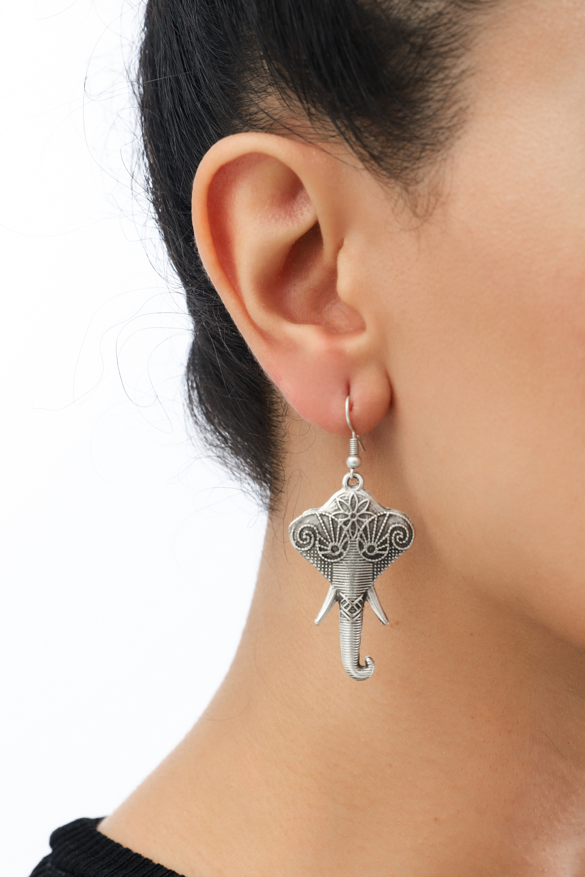 Lucky Silver Plated Earring with Elephant Motif