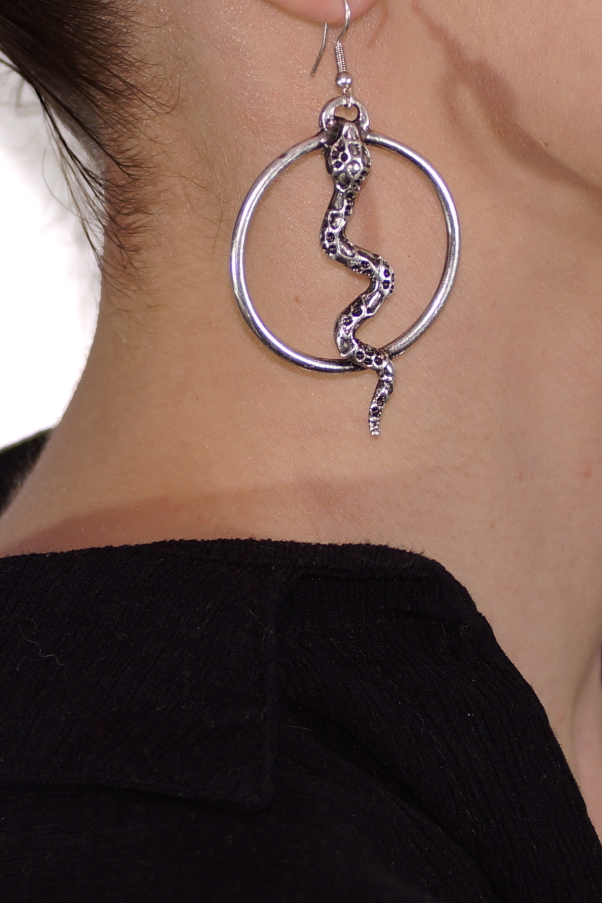 Snake Figured Silver Plated Earrings