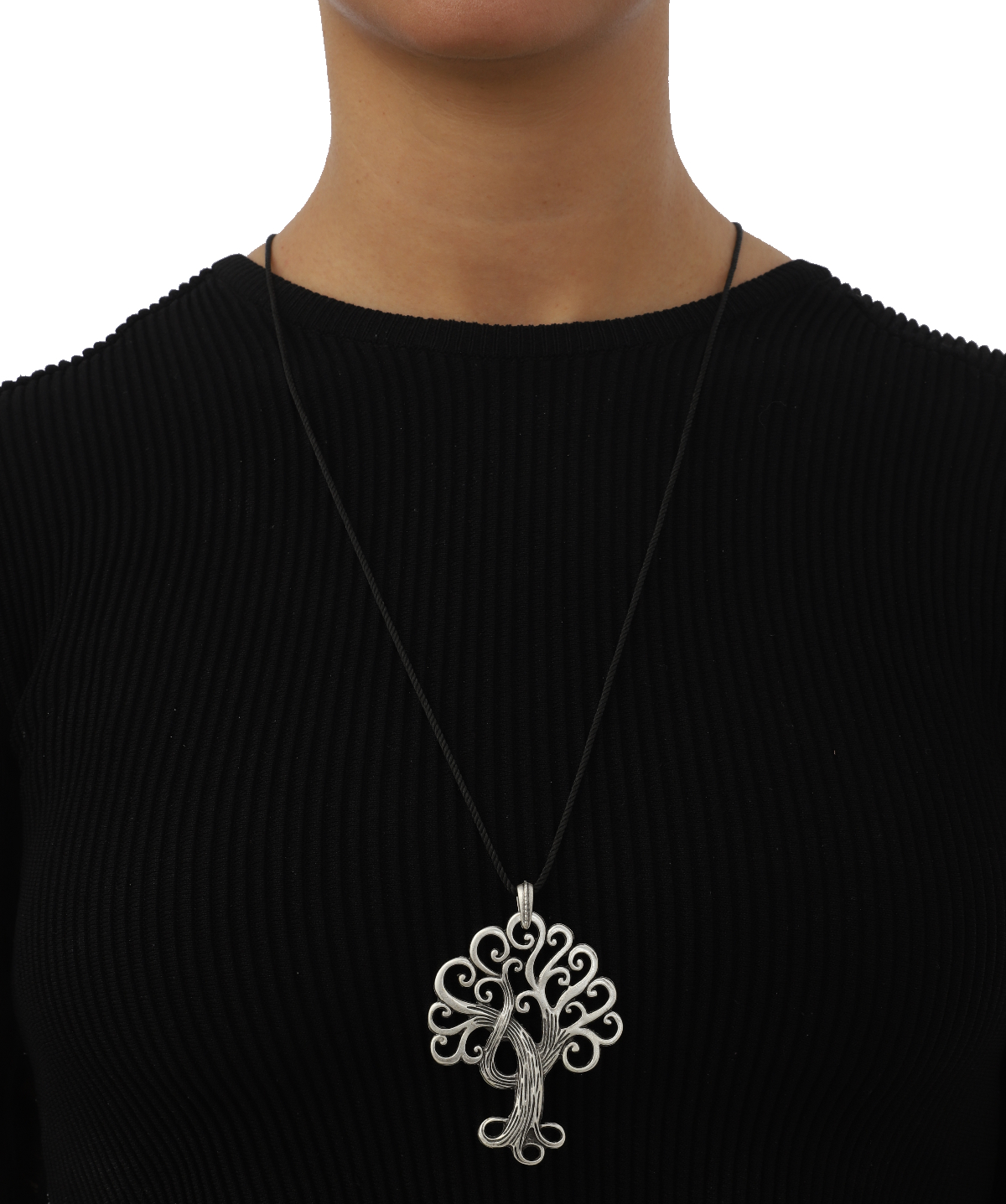 Tree of Life Icon Silver Plated Long Necklace