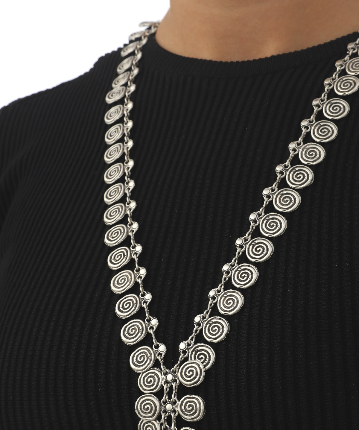 Babylon Silver Plated Long Design Necklace