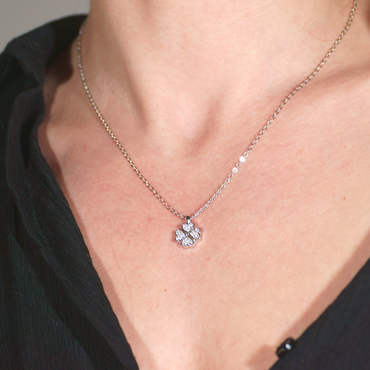 Lucky Clover Zircon Stone Necklace