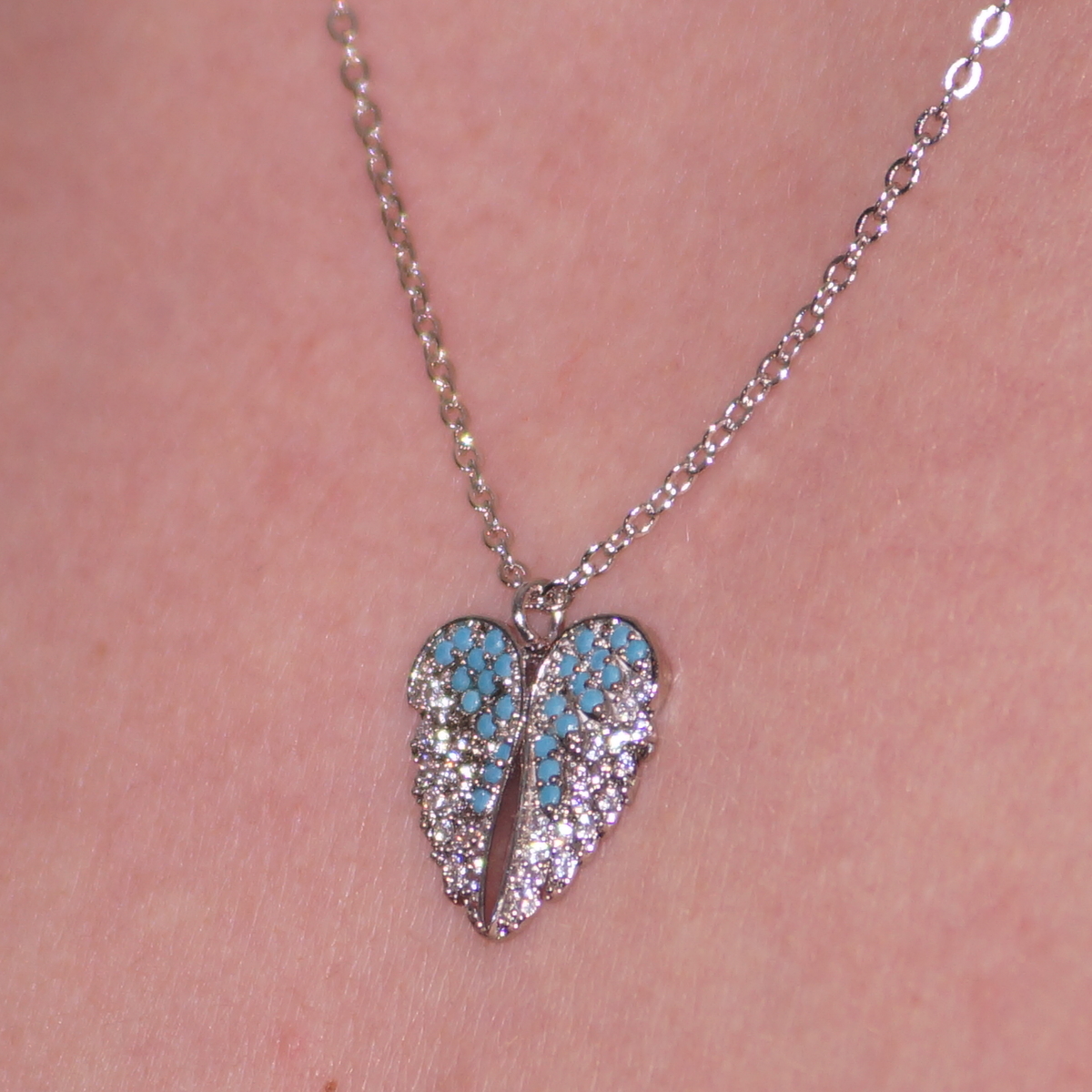 Angel Wing Figured Zircon Stone Necklace