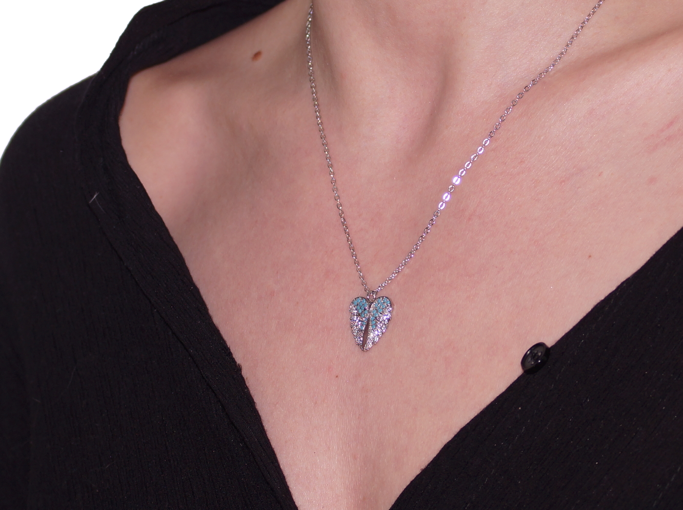 Angel Wing Figured Zircon Stone Necklace