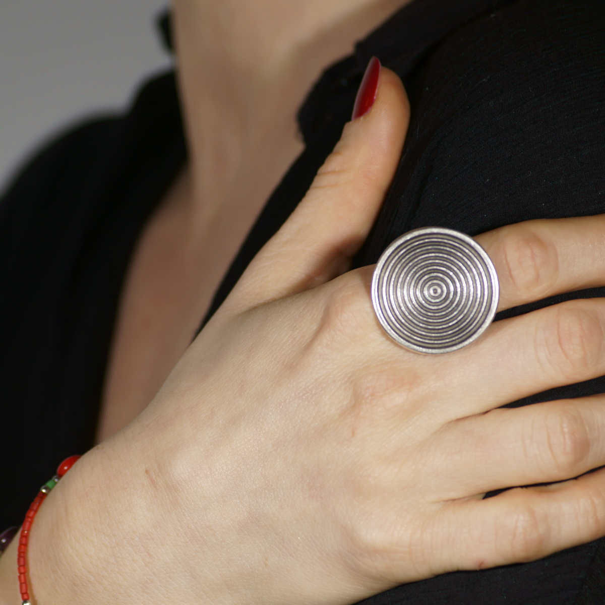 Swirl Silver Plated Adjustable Ring