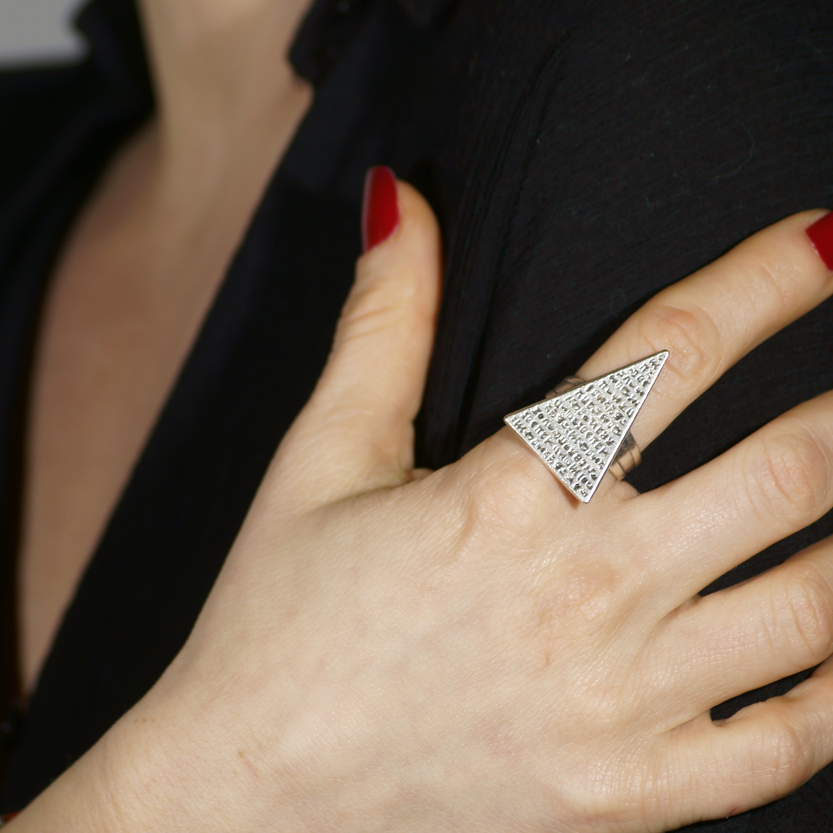 Pyramid Silver Plated Ring