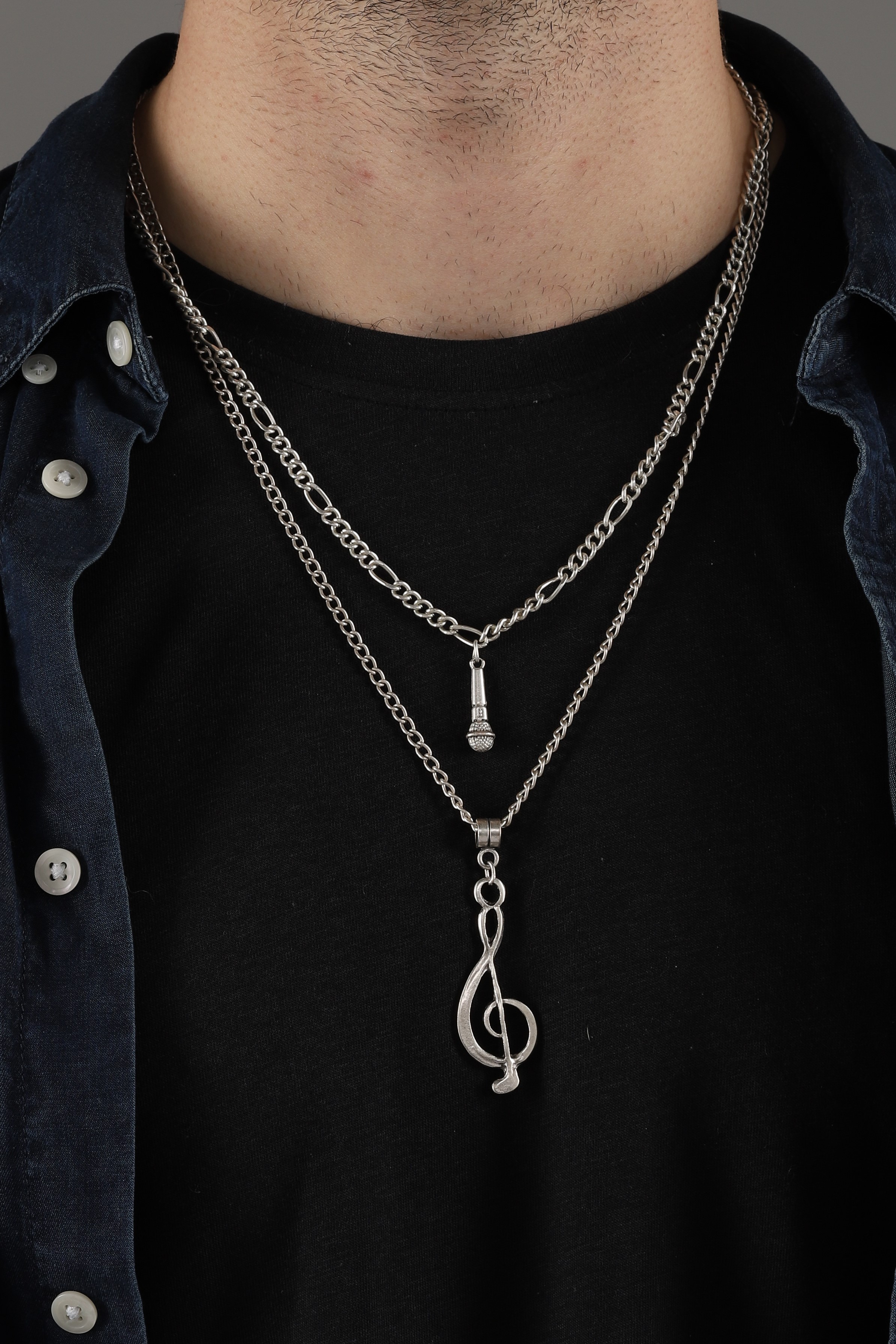 SILVER PLATED NOTE NECKLACE