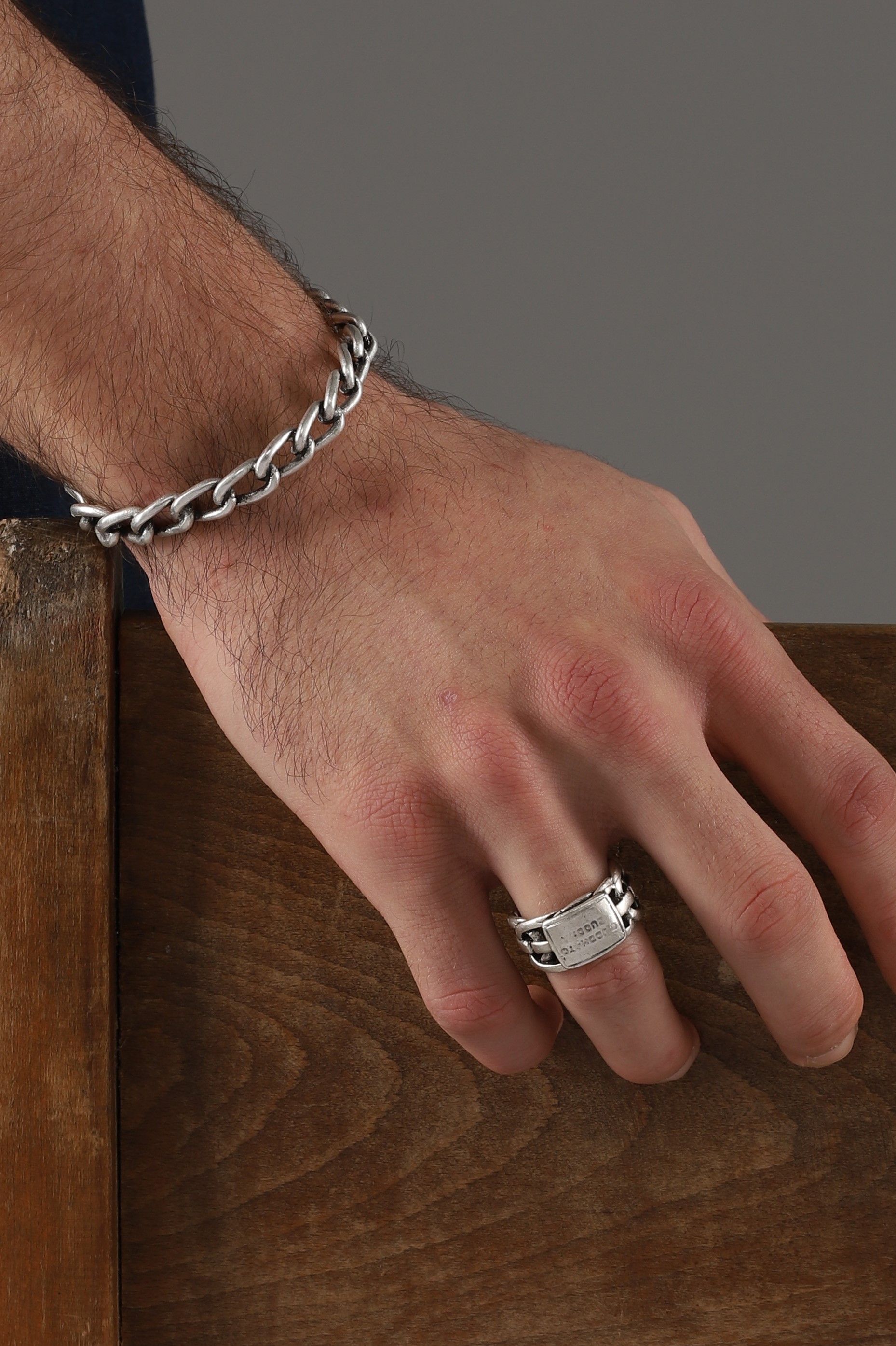 SILVER PLATED  BRACELET & RING SET